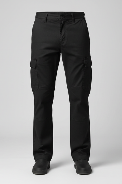 Pantalon Cargo Noir Droit Multipoches Décontracté Homme - Toile - vue 3