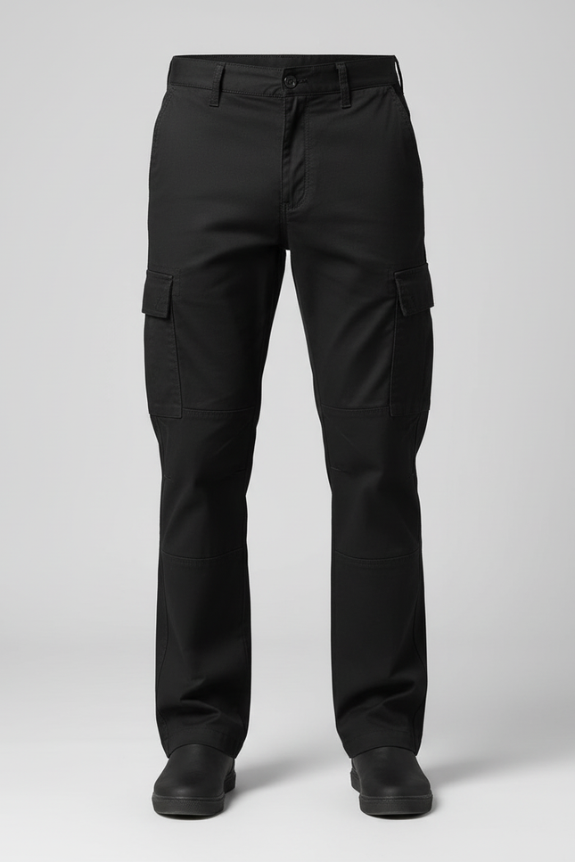 Pantalon Cargo Noir Droit Multipoches Décontracté Homme - Toile - vue 3