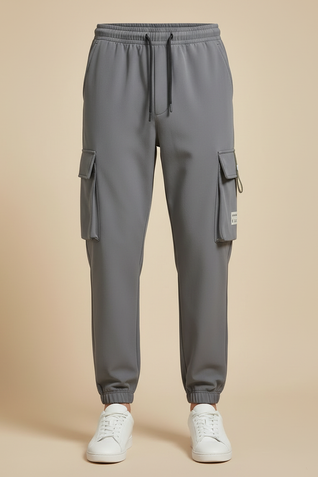 Pantalon Cargo Gris Décontracté Sport Jogger Poches - Polyester - vue 3