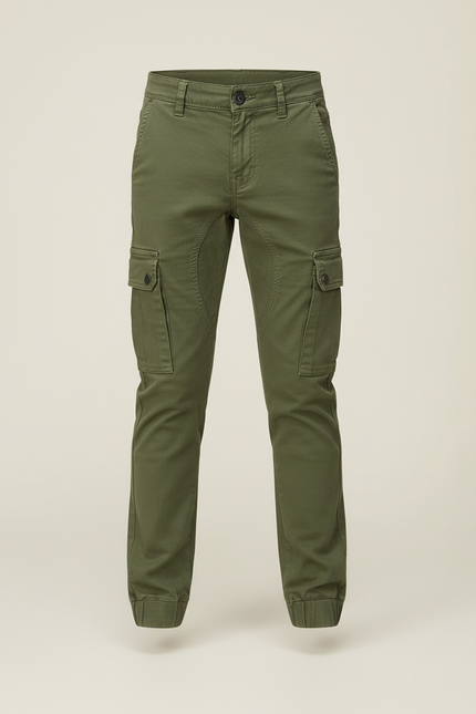 Pantalon Cargo Vert Kaki Slim Enfant Coton - vue 3