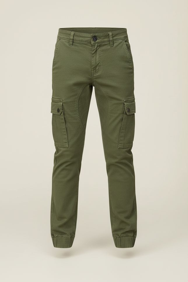 Pantalon Cargo Vert Kaki Slim Enfant Coton - vue 3