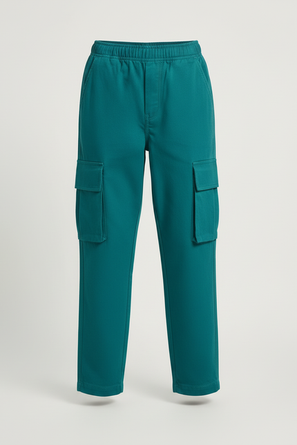 Pantalon Cargo Vert Émeraude Ample Multipoches Enfant - Toile - vue 3