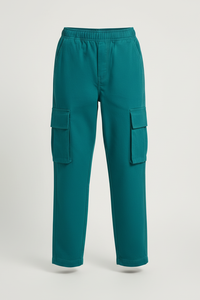 Pantalon Cargo Vert Émeraude Ample Multipoches Enfant - Toile - vue 3