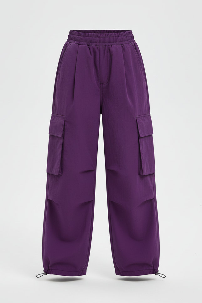 Pantalon Cargo Violet Ample Multipoches Fille Décontracté - Polyester - vue 3