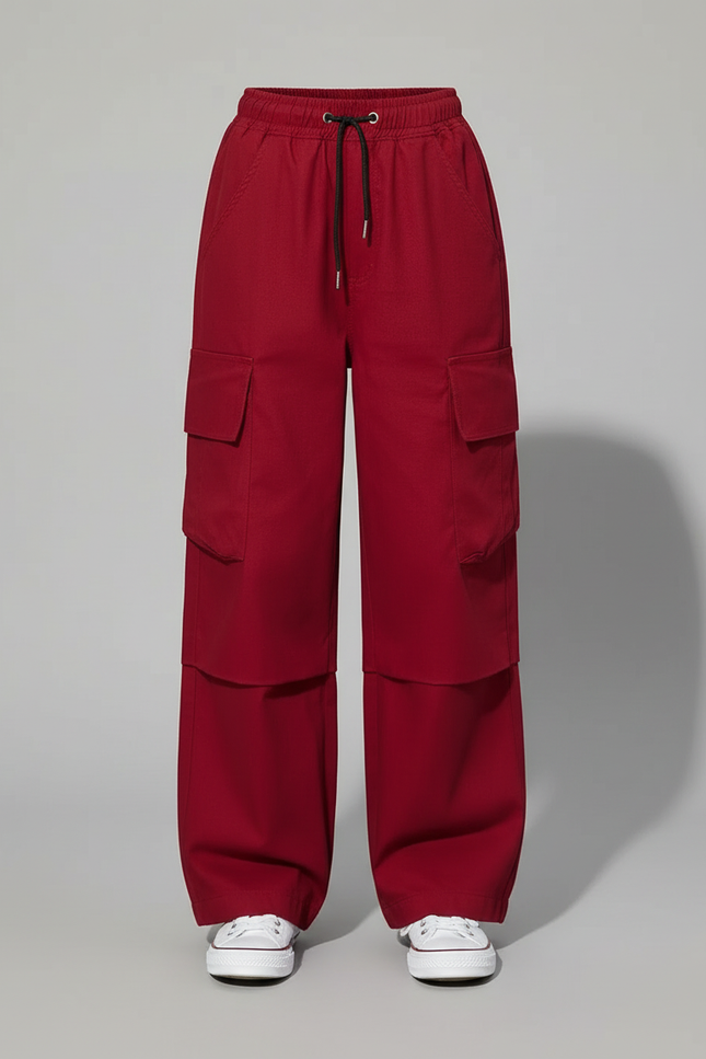 Pantalon Cargo Fille Bordeaux Parachute - Polyester - vue 3