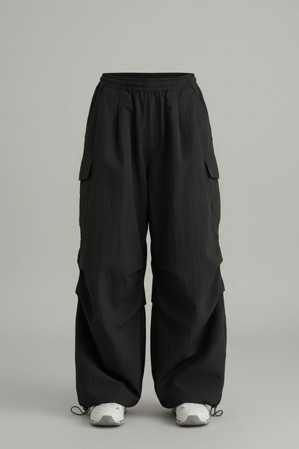 Pantalon Cargo Ample Noir Fluide Femme Décontracté - Polyester - vue 3