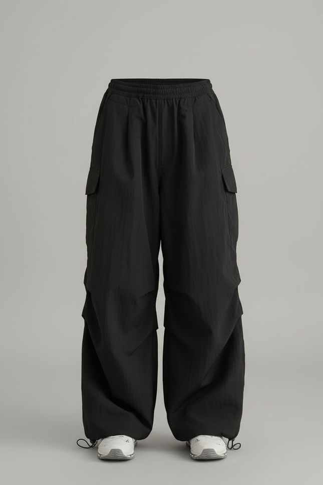Pantalon Cargo Ample Noir Fluide Femme Décontracté - Polyester - vue 3