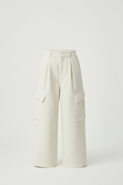 Pantalon Cargo En Velours - Beige Cordé - vue 3