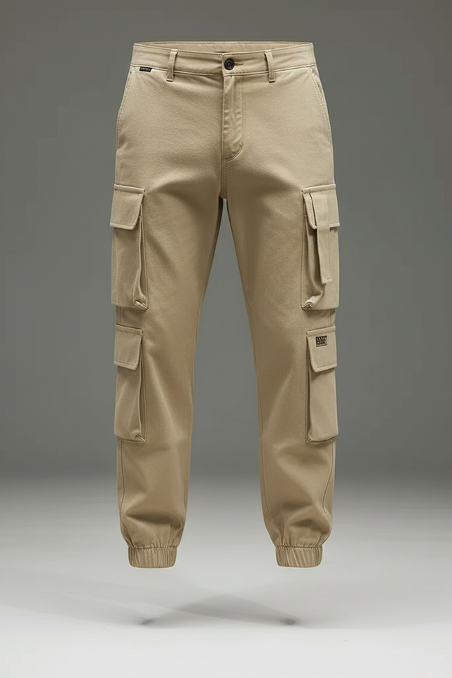 Pantalon Cargo Avec Elastique - Beige Gabardine - vue 3