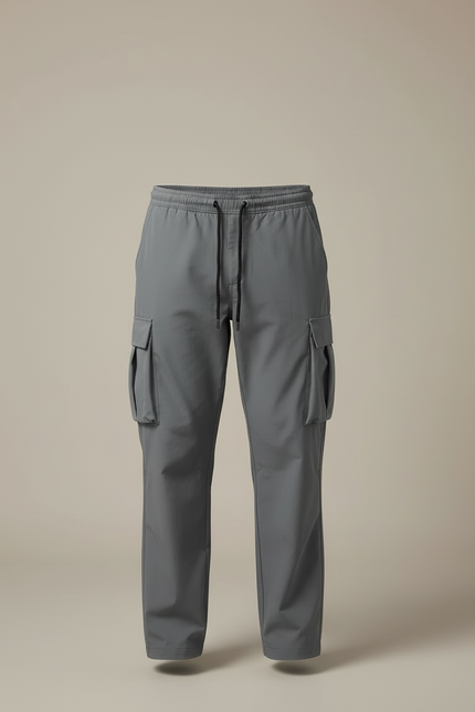 Pantalon Cargo Gris Ample Multipoches Décontracté - Polyester - vue 3