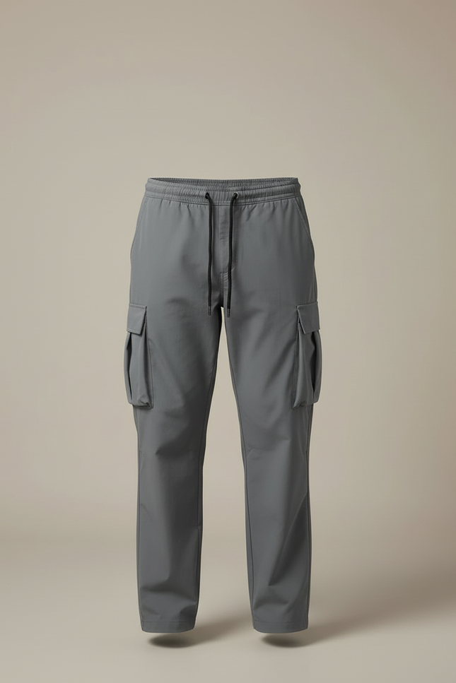 Pantalon Cargo Gris Ample Multipoches Décontracté - Polyester - vue 3