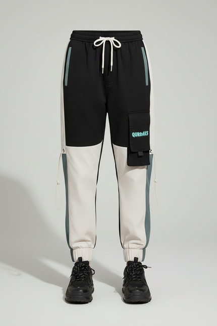 Pantalon Cargo Bicolore Ample Streetwear Femme Multi-Poches - Multicolore Gabardine - vue 3