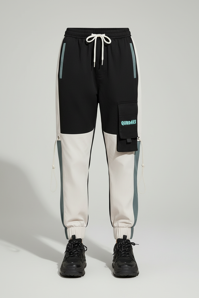 Pantalon Cargo Bicolore Ample Streetwear Femme Multi-Poches - Multicolore Gabardine - vue 3