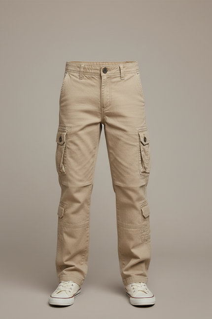 Pantalon Cargo Beige Enfant Multipoches Coton Décontracté - vue 3