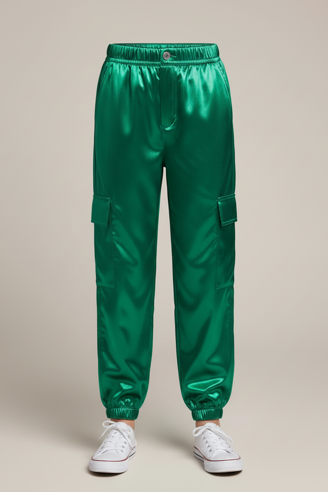 Pantalon Cargo Satin - Vert - vue 3