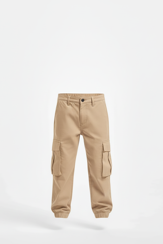 Pantalon Cargo Garçon Kaki Jogger - Beige Toile - vue 3