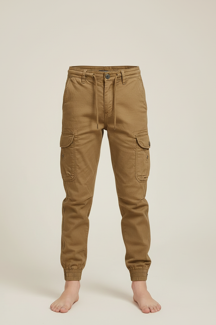 Pantalon Cargo Enfant Kaki Jogger Multipoches Coton - vue 3