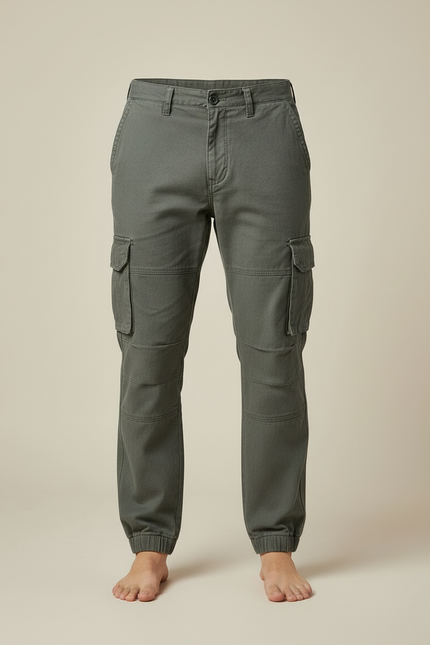 Pantalon Cargo Vert Kaki Ample Coton Homme - Toile - vue 3