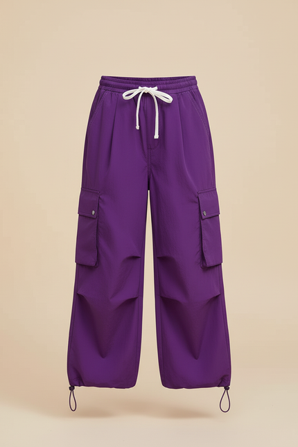 Pantalon Cargo Violet Ample Fille Décontracté - Polyester - vue 3