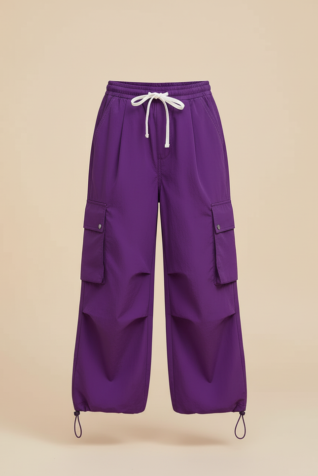 Pantalon Cargo Violet Ample Fille Décontracté - Polyester - vue 3