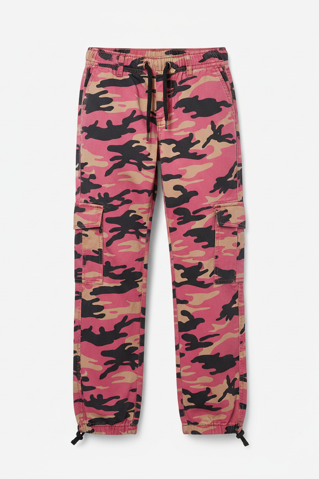 Pantalon Cargo Rose Camouflage Ample Fille Enfant - Coton - vue 3