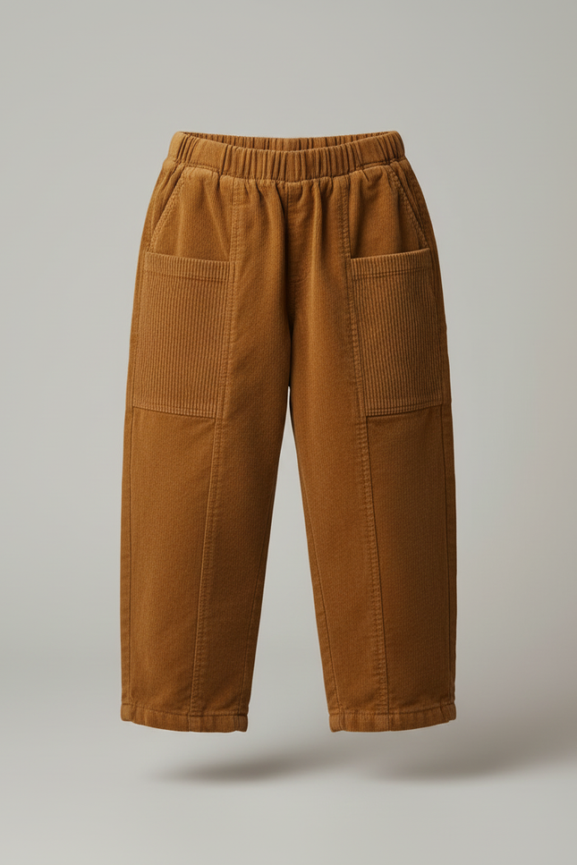 Pantalon Cargo Marron Velours Côtelé Ample Enfant - Cordé - vue 3