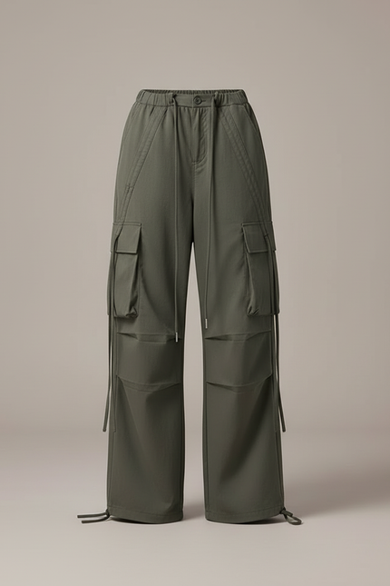Pantalon Cargo Kaki Ample Décontracté Poches - Toile - vue 3