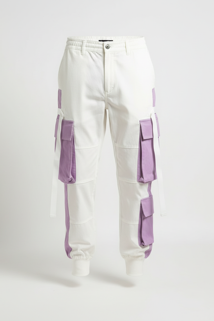 Pantalon Cargo Streetwear - Blanc Gabardine - vue 3