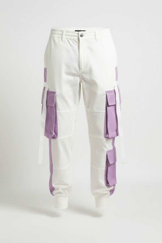 Pantalon Cargo Streetwear - Blanc Gabardine - vue 3