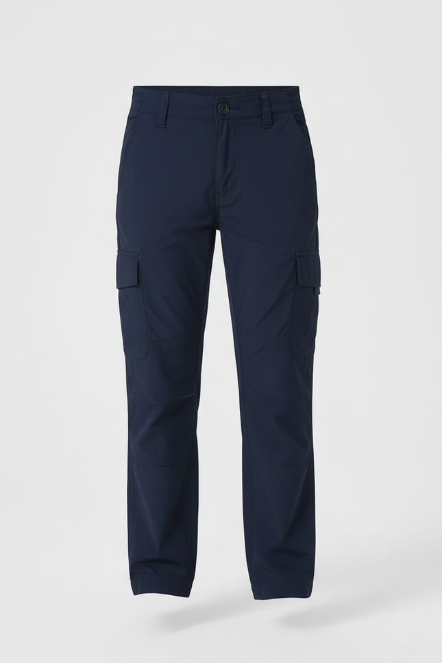 Pantalon Cargo Bleu Marine Coupe Droite Multipoches Enfant - Toile - vue 3