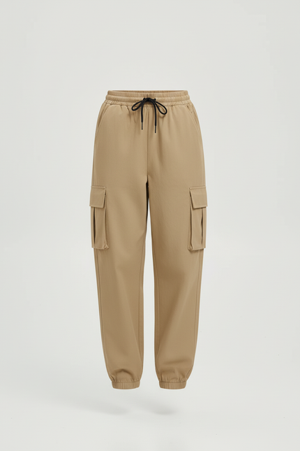 Pantalon Cargo Beige Ample Taille Élastique Femme - Polyester - vue 3