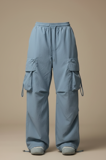 Pantalon Cargo Bleu Ample Streetwear Multipoches Femme - Polyester - vue 3