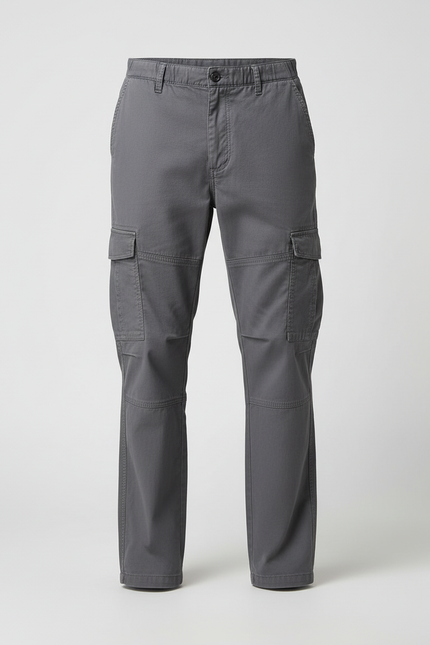 Pantalon Cargo Gris Coton Droit Décontracté Homme - Toile - vue 3
