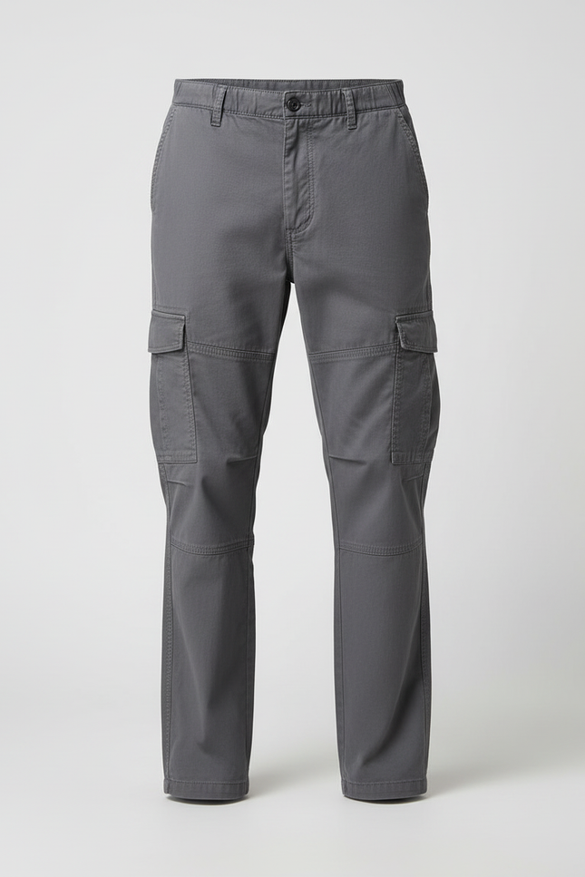 Pantalon Cargo Gris Coton Droit Décontracté Homme - Toile - vue 3