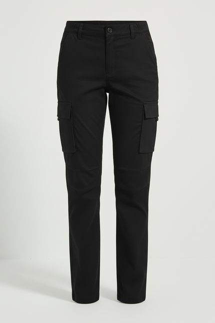 Pantalon Cargo Noir Multipoches Décontracté Femme - Toile - vue 3