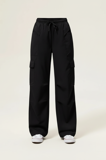 Pantalon Cargo Noir Décontracté Ample Pour Fille - Polyester - vue 3
