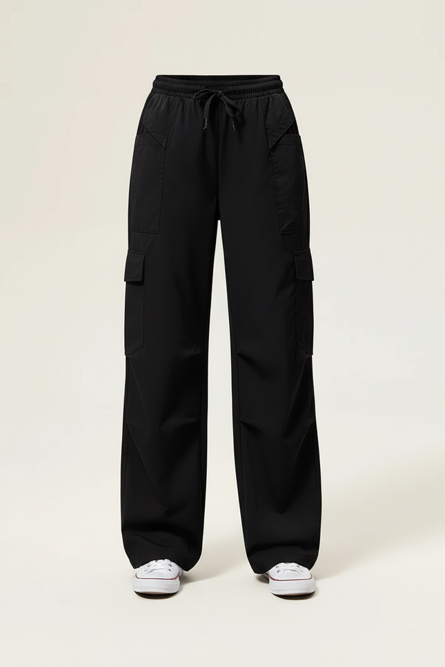 Pantalon Cargo Noir Décontracté Ample Pour Fille - Polyester - vue 3