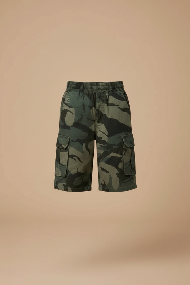 Pantalon Cargo Camouflage Vert Coton Décontracté Enfant - vue 3