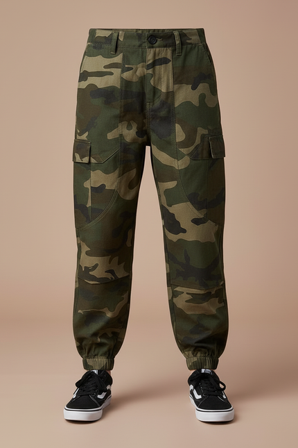 Pantalon Cargo Camouflage Coton Streetwear Garçon - Imprimé Toile - vue 3