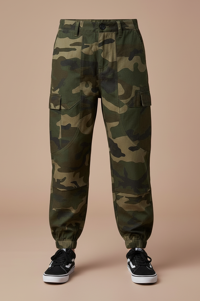 Pantalon Cargo Camouflage Coton Streetwear Garçon - Imprimé Toile - vue 3