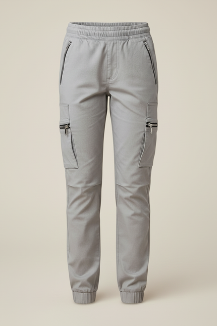 Pantalon Cargo Gris Fille Jogger Coton Zippé - vue 3