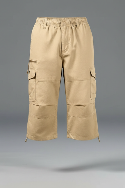 Pantalon Cargo Beige Court Multipoches Décontracté Homme - Toile - vue 3