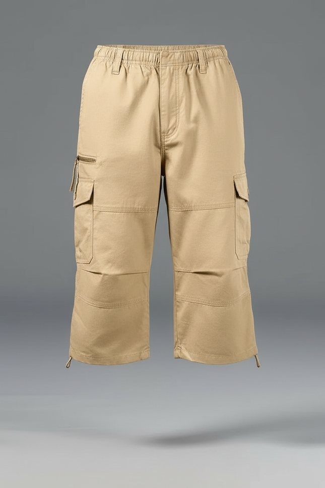 Pantalon Cargo Beige Court Multipoches Décontracté Homme - Toile - vue 3