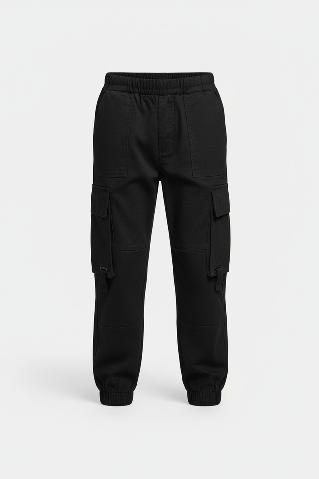 Pantalon Cargo Noir Coton Multipoches Garçon - Toile - vue 3