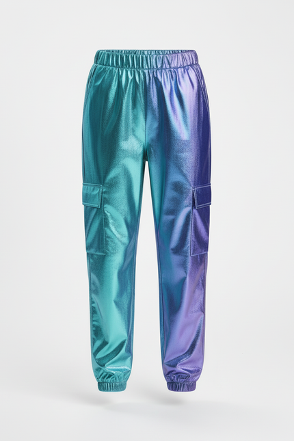 Pantalon Cargo Brillant Métallique Dégradé Ample Enfant - Multicolore Polyester - vue 3