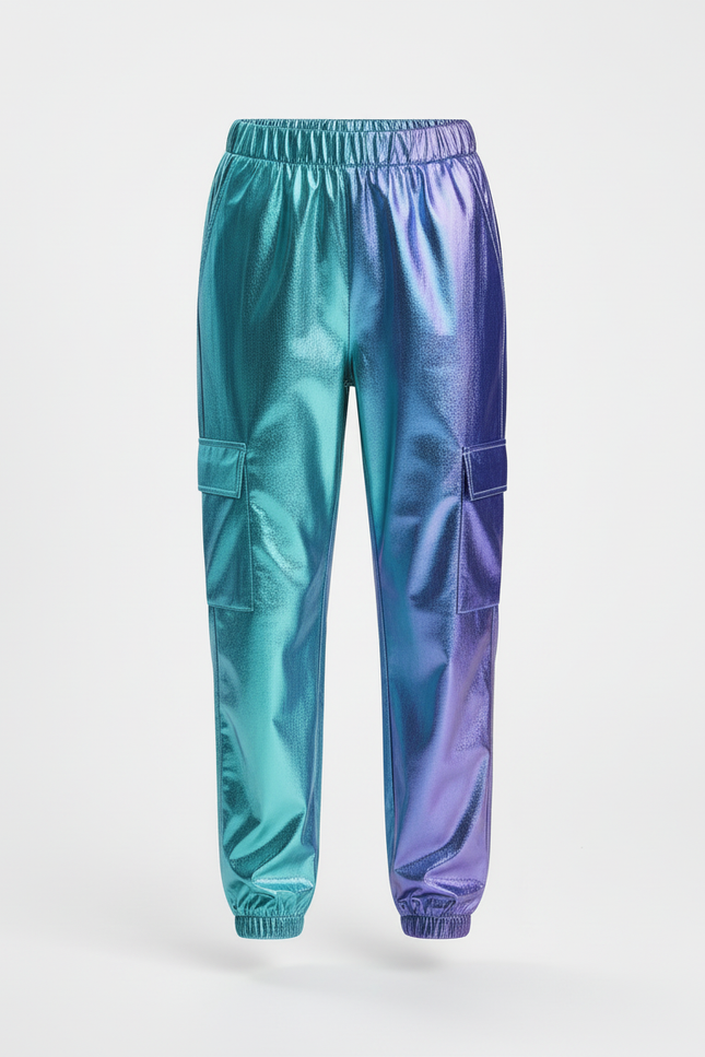 Pantalon Cargo Brillant Métallique Dégradé Ample Enfant - Multicolore Polyester - vue 3