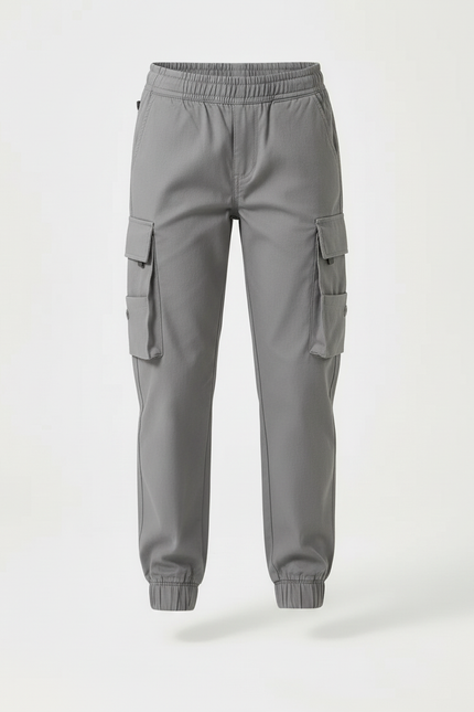 Pantalon Cargo Gris Ample Multipoches Enfant Décontracté - Toile - vue 3