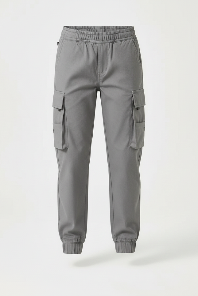 Pantalon Cargo Gris Ample Multipoches Enfant Décontracté - Toile - vue 3