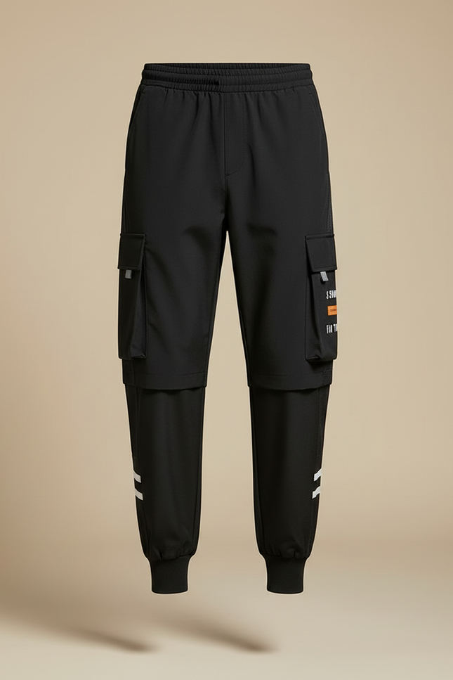 Pantalon Cargo Noir Homme Multipoches Sportif Léger - Polyester - vue 3