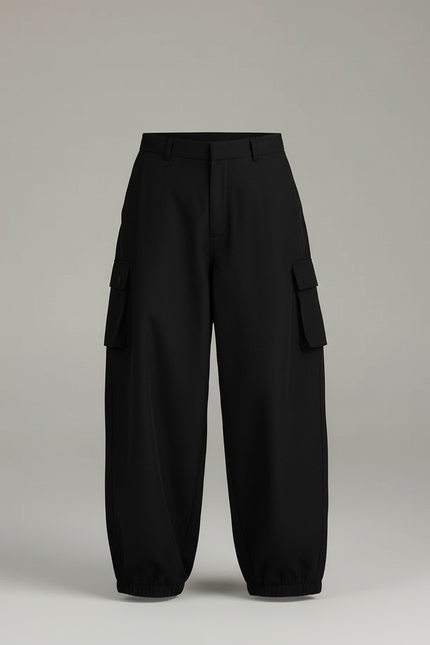 Pantalon Cargo Noir Ample Streetwear Homme Résistant - Polyester - vue 3